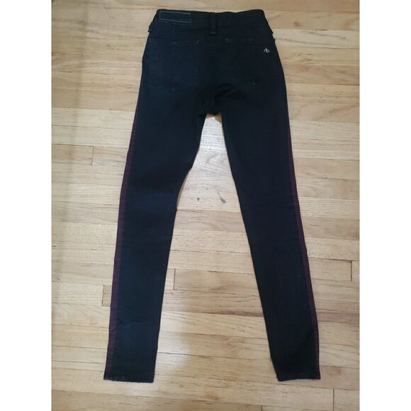 Rag & Bone Skinny Jeans Womens 26  Black Wine Striped Tuxedo Stretch 29 Inseam - Picture 5 of 8